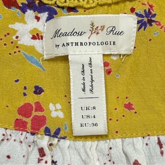 Anthropologie Meadow Rue Bon Voyage Blouse Size 4 Floral Wrap Top Boho Feminine - Picture 12 of 13